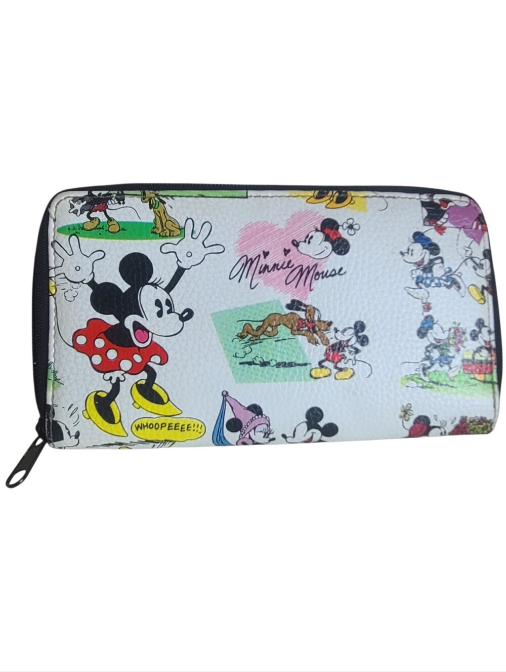 disney parks authentic mickey & minnie retro wallet zip around closure